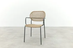 Noa stapelbare naturel wicker dining tuinstoel - Antraciet