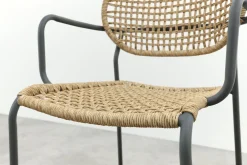 Noa stapelbare naturel wicker dining tuinstoel - Antraciet