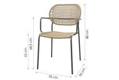 Noa stapelbare naturel wicker dining tuinstoel - Antraciet