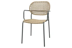 Noa stapelbare naturel wicker dining tuinstoel - Antraciet