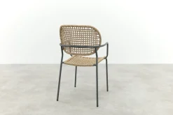Noa stapelbare naturel wicker dining tuinstoel - Antraciet