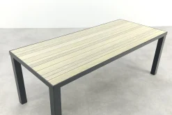 Nola tuintafel 210x90 cm. - Antraciet/Houtlook - 6 persoons