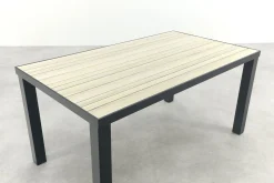 Nola tuintafel 160x90 cm. - Antraciet/Houtlook - 4 persoons