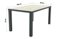 Nola tuintafel 160x90 cm. - Antraciet/Houtlook - 4 persoons