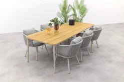Ohio/Alaska teak tuinset voor 6 personen 240x100 cm. - Mokka (OP=OP)