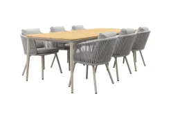 Ohio/Alaska teak tuinset voor 6 personen 240x100 cm. - Mokka (OP=OP)