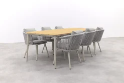 Ohio/Alaska teak tuinset voor 6 personen 240x100 cm. - Mokka (OP=OP)