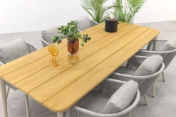 Ohio/Alaska teak tuinset voor 6 personen 240x100 cm. - Mokka (OP=OP)