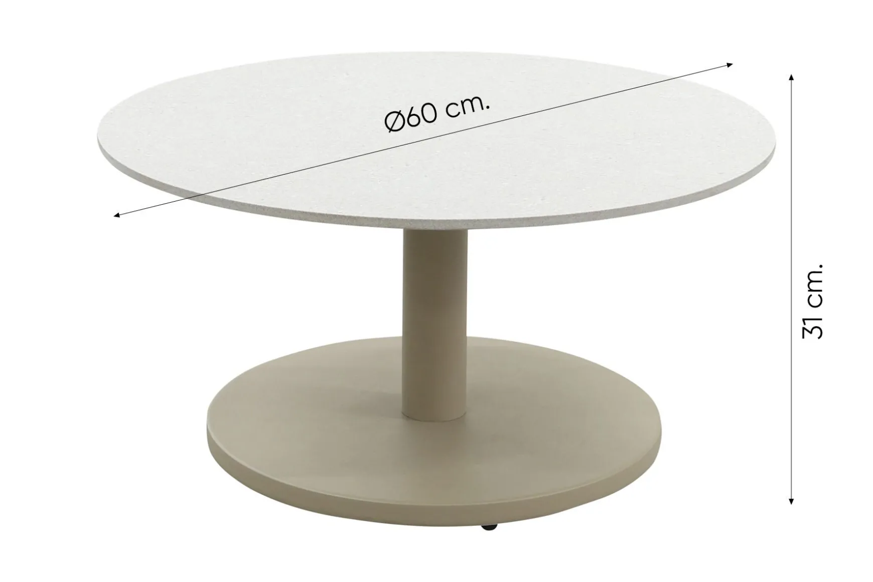 Orion salontafel voor buiten Ø60 cm. - Keramiek/Latte
