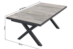 Ottowa uitschuifbare tuintafel 205-265 x 100 cm.