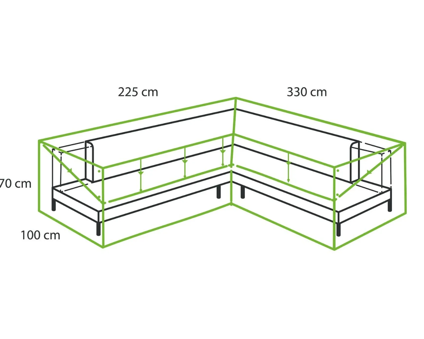 Outdoor Covers L-vormige loungesethoes 330x255x70x100 cm. - Links