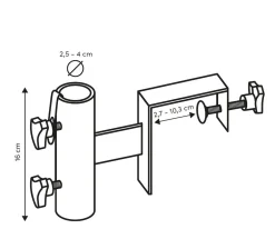 Parasolhouder balkon - reling 11 cm. - Platinum