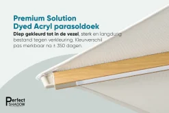 Perfect Shadow Atlas Telescope Stokparasol Pro met LED verlichting 4x4 m. - Woodlook/Soft Sand met Madrid voet en hoes