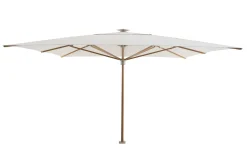 Perfect Shadow Atlas Telescope Stokparasol Pro met LED verlichting 4x4 m. - Woodlook/Soft Sand met Madrid voet en hoes