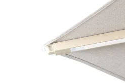 Perfect Shadow Atlas Telescope Stokparasol Pro met LED verlichting 4x4 m. - Latte/Urban Taupe met Madrid voet en beschermhoes