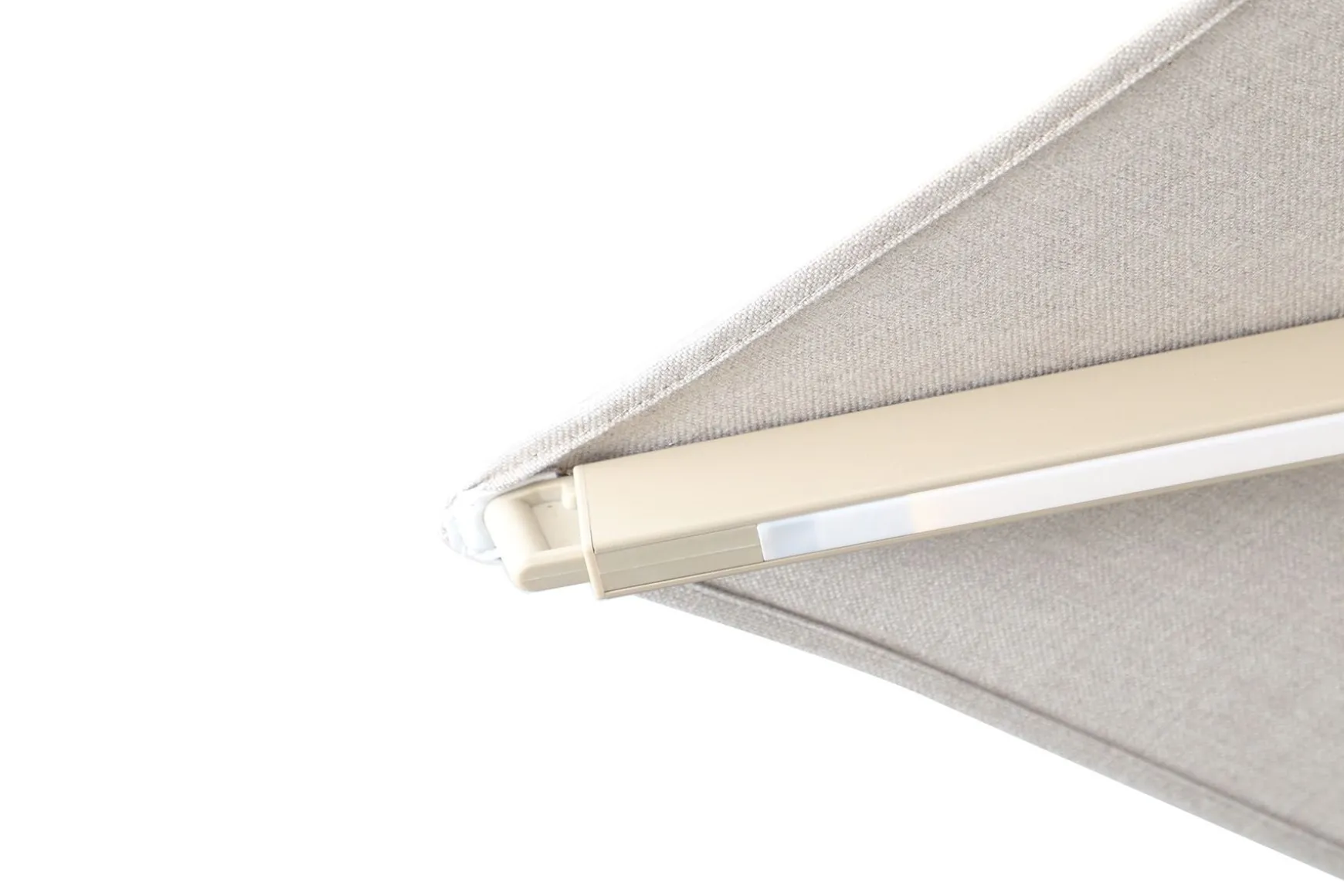 Perfect Shadow Atlas Telescope Stokparasol Pro met LED verlichting 4x4 m. - Latte/Urban Taupe met ingraafvoet en beschermhoes