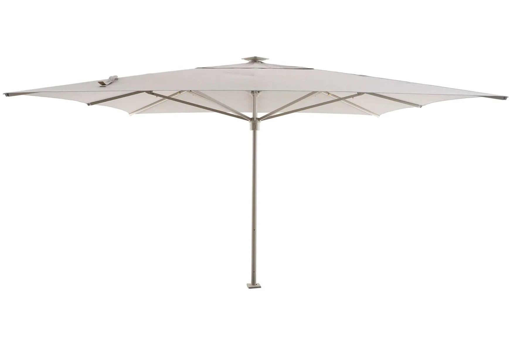 Perfect Shadow Atlas Telescope Stokparasol Pro met LED verlichting 4x4 m. - Latte/Urban Taupe met ingraafvoet en beschermhoes