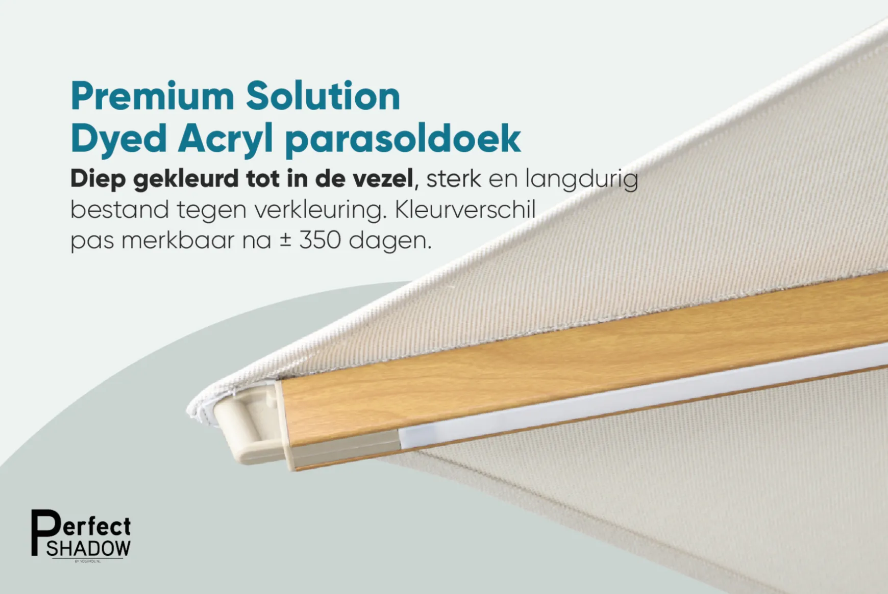 Perfect Shadow Atlas Telescope Stokparasol Pro met LED verlichting 4x4 m. - Woodlook/Soft Sand