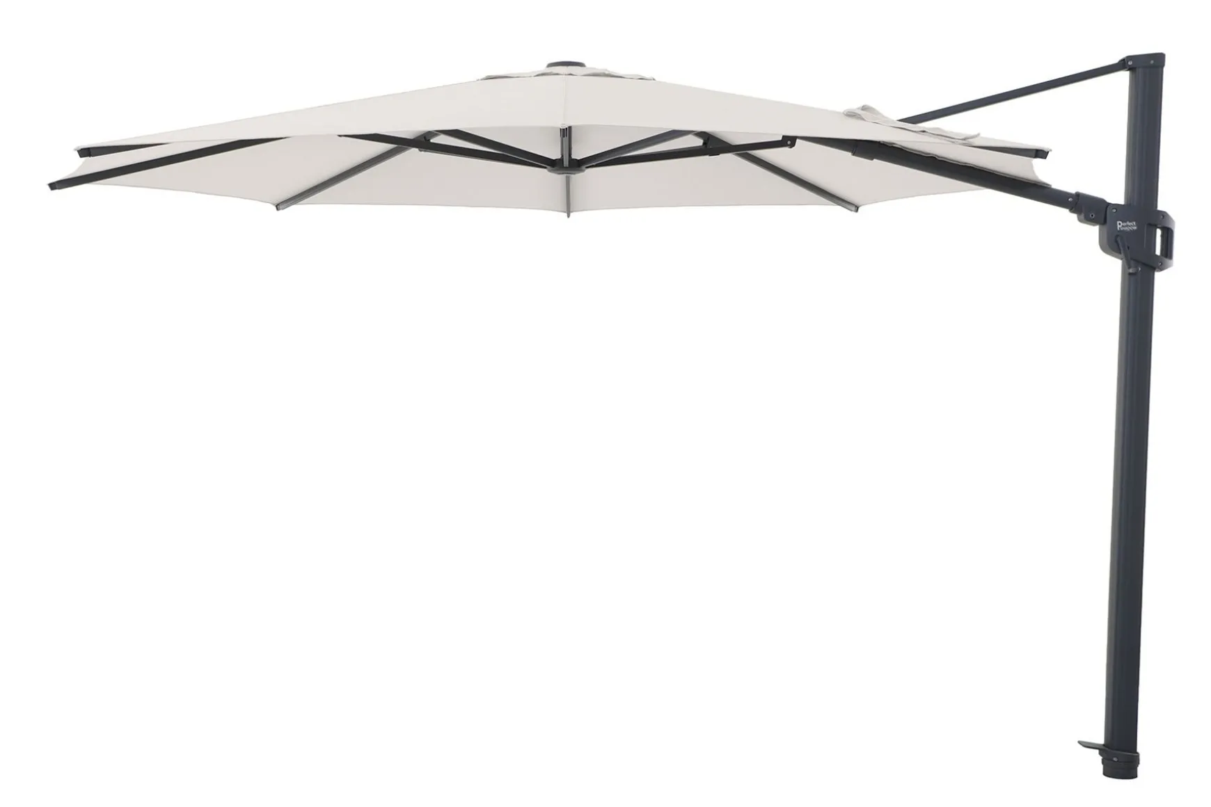 Perfect Shadow Eclipse ronde zweefparasol Ø350 cm. Ultra - Antraciet/Urban Taupe