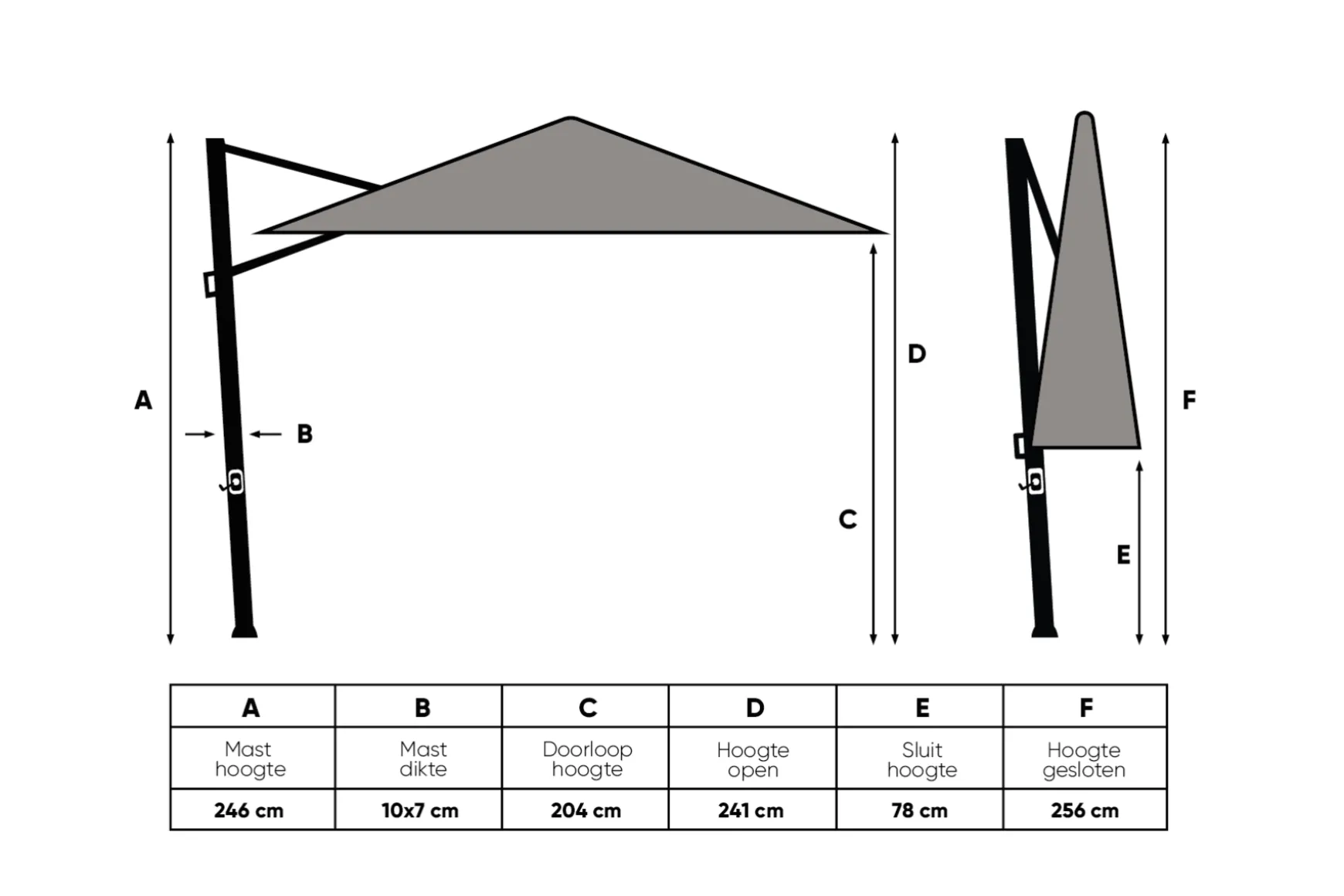 Perfect Shadow Eclipse ronde zweefparasol Ø350 cm. Ultra - Woodlook/Urban Taupe