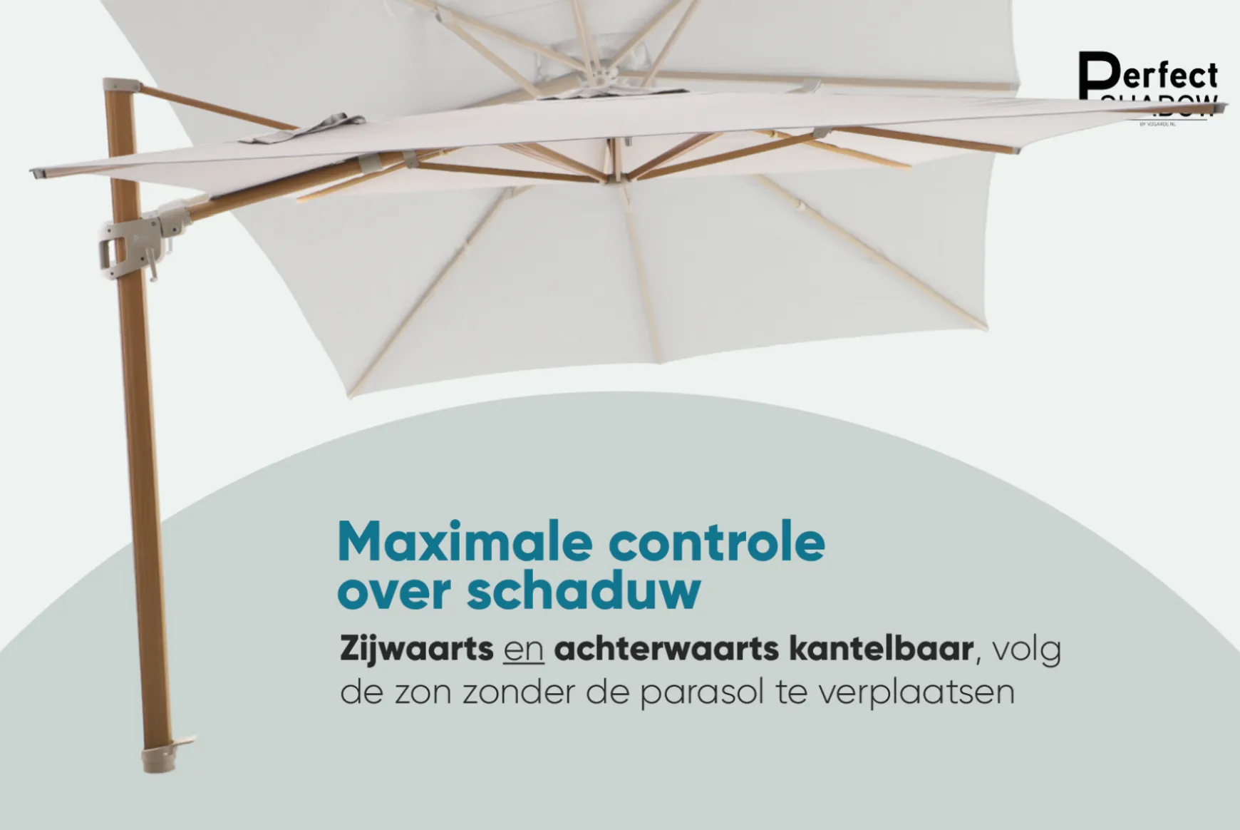 Perfect Shadow Eclipse zweefparasol 400x300 cm. Ultra - Woodlook/Urban Taupe