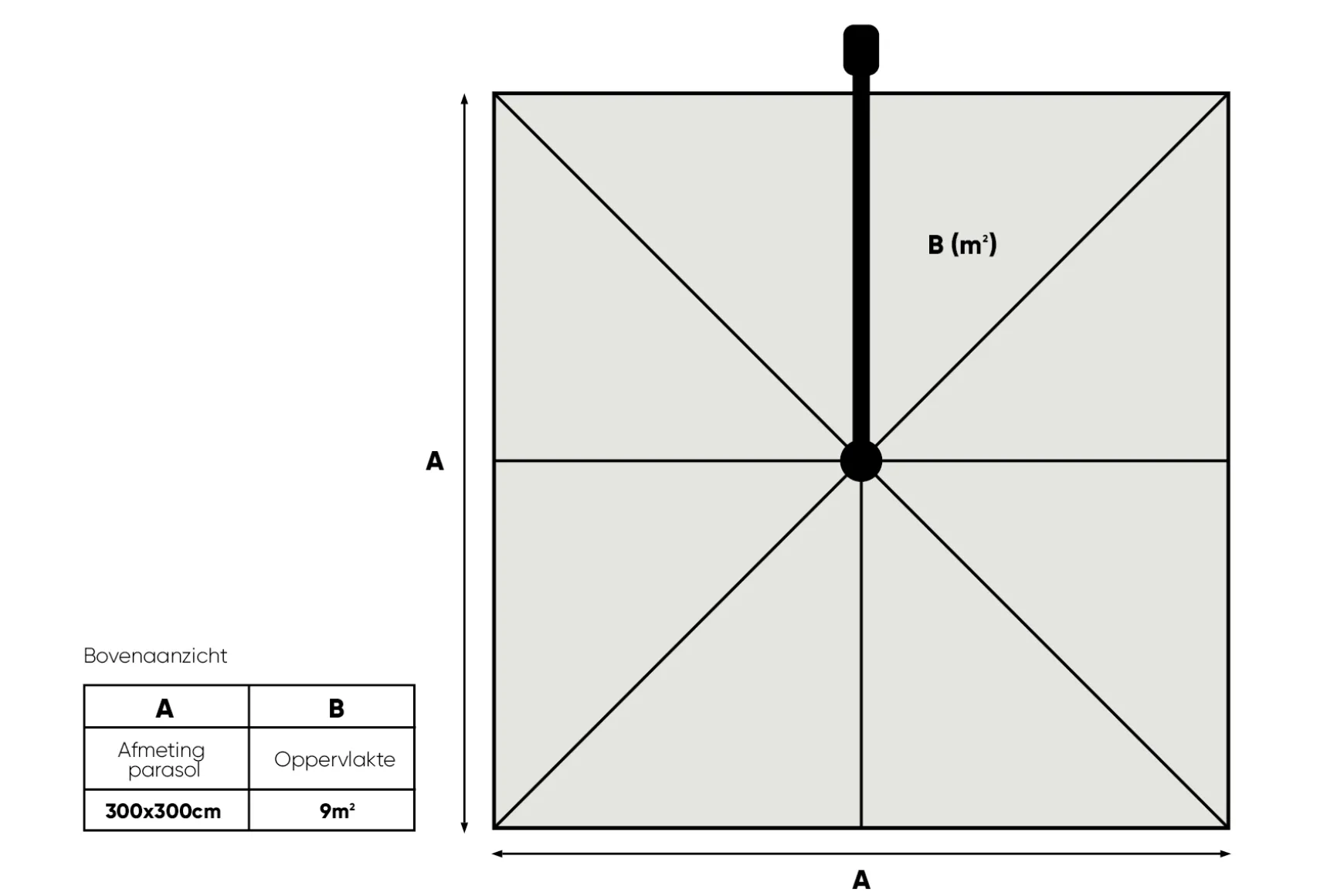 Perfect Shadow Eclipse zweefparasol 300x300 cm. Ultra - Woodlook/Soft Sand