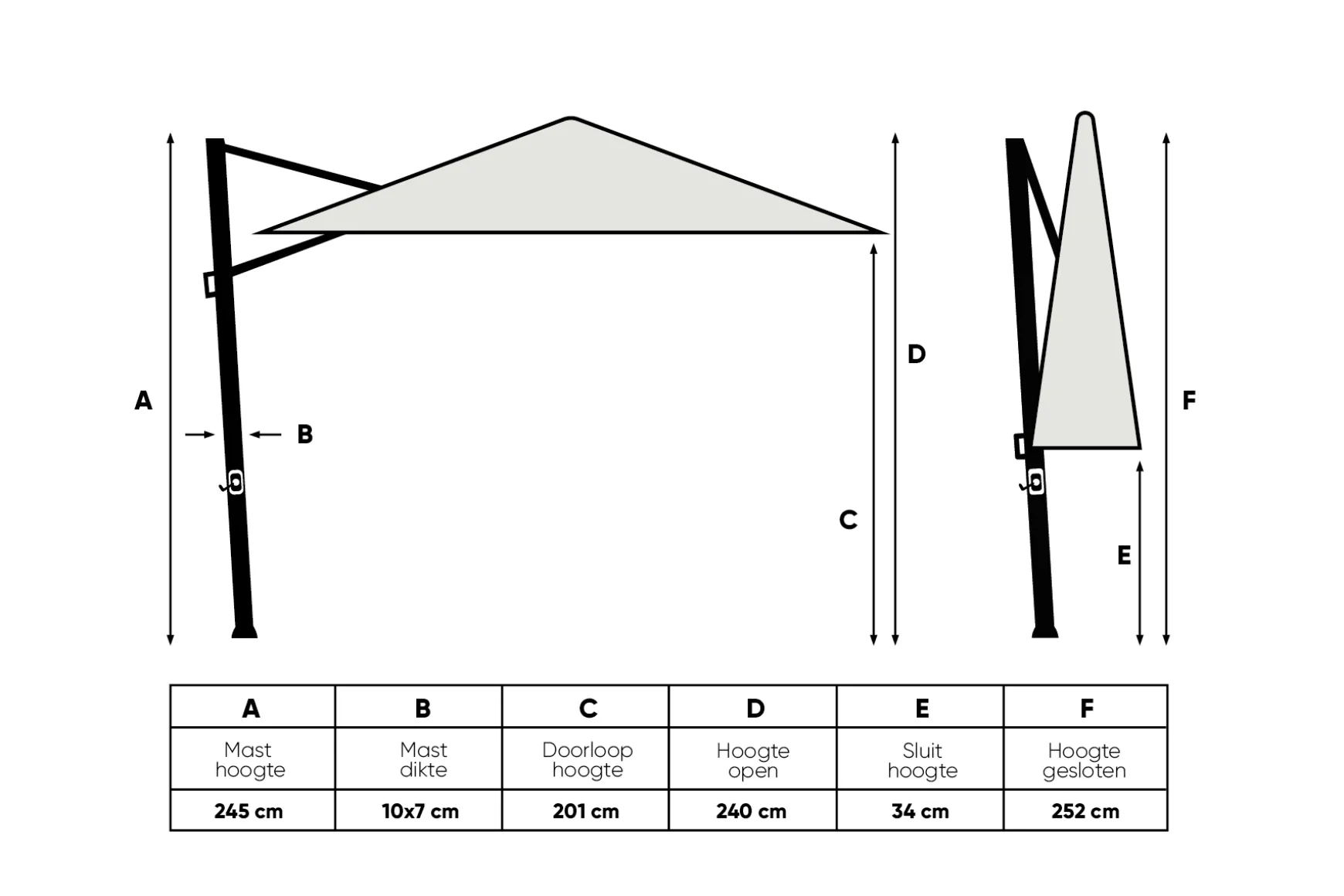 Perfect Shadow Eclipse zweefparasol 300x300 cm. Ultra - Woodlook/Soft Sand