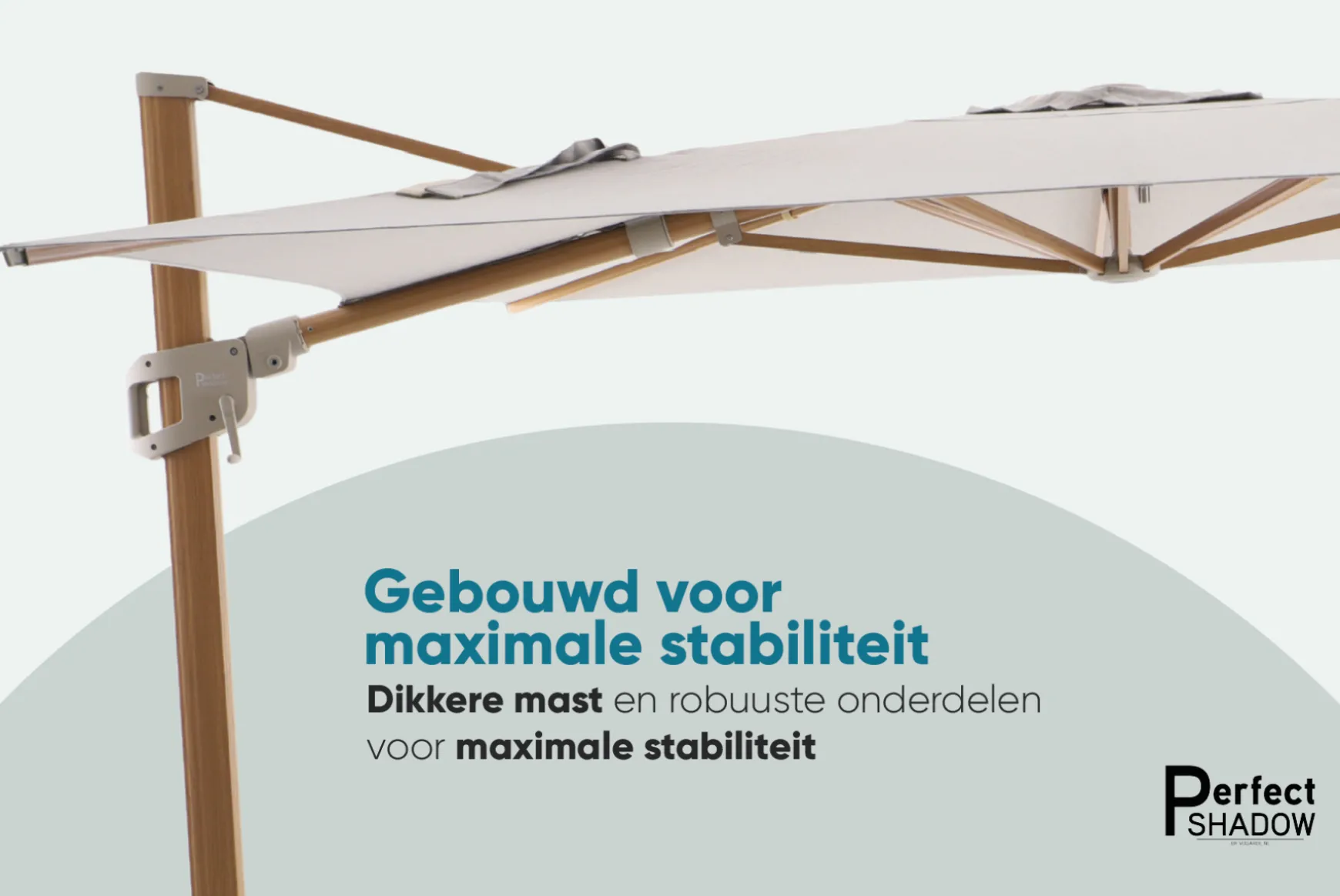 Perfect Shadow Eclipse zweefparasol 300x300 cm. Ultra - Woodlook/Soft Sand