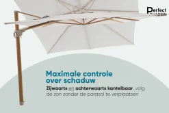 Perfect Shadow Eclipse zweefparasol 300x300 cm. Ultra - Woodlook/Soft Sand