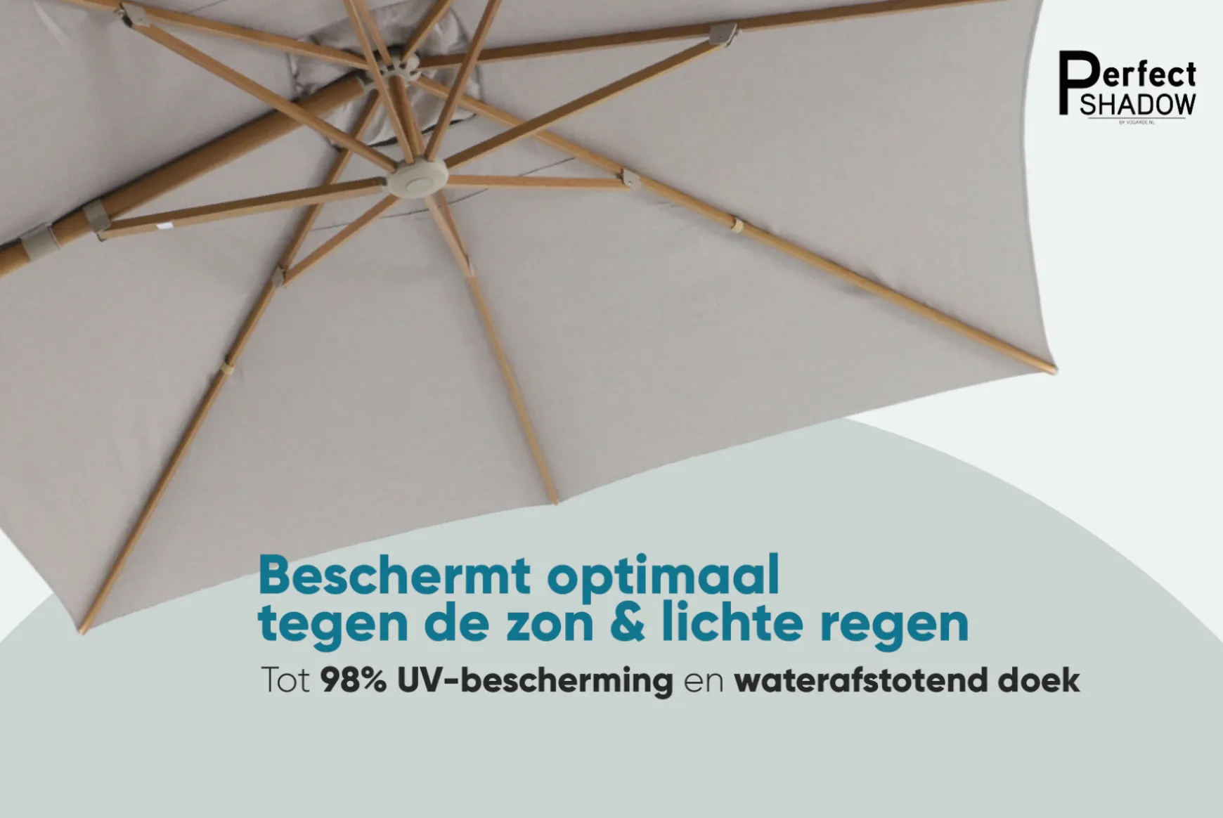 Perfect Shadow Eclipse zweefparasol 300x300 cm. Ultra - Woodlook/Urban Taupe