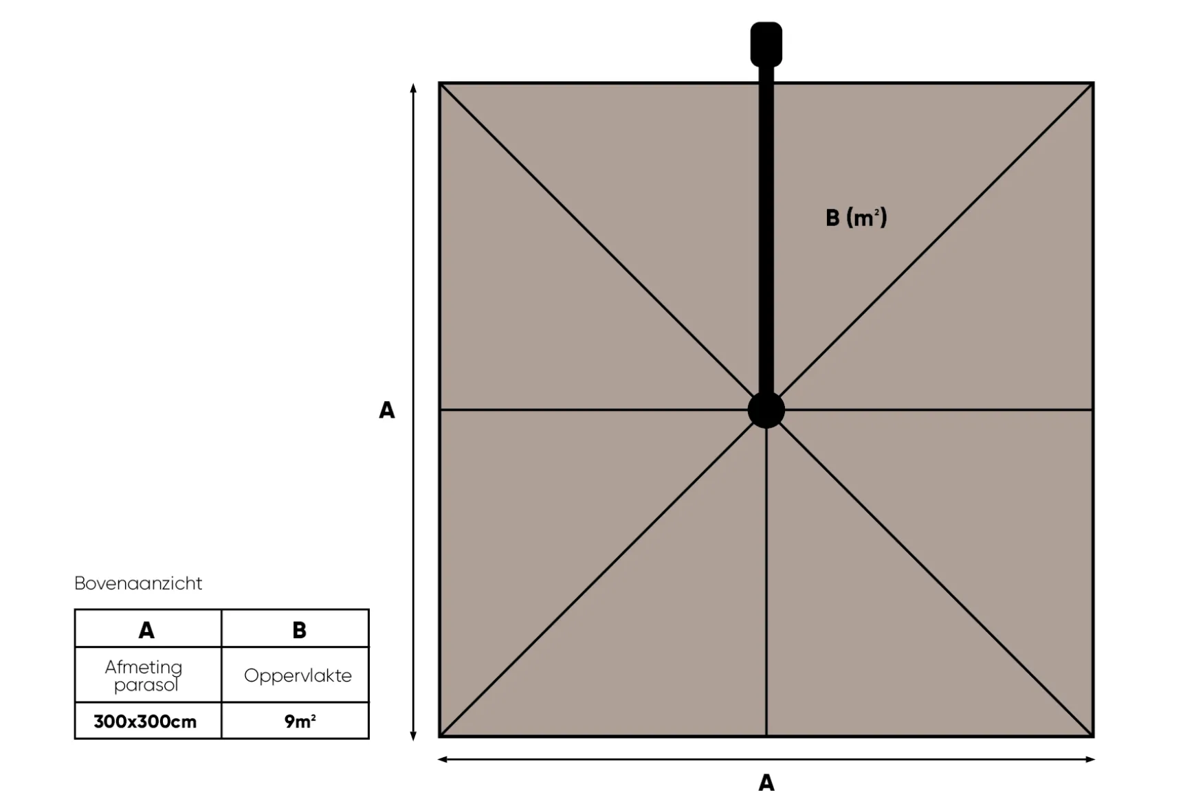 Perfect Shadow Eclipse zweefparasol 300x300 cm. Ultra - Woodlook/Urban Taupe