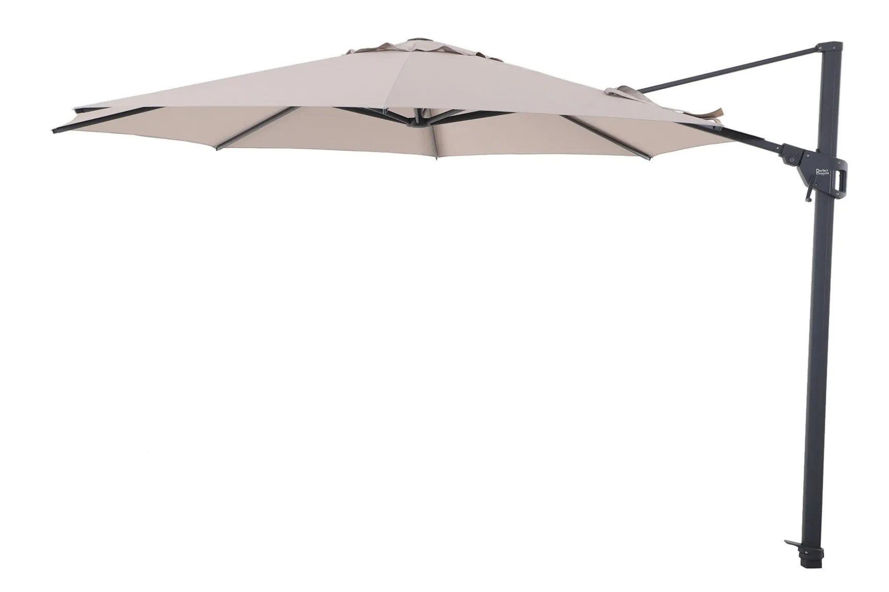 Perfect Shadow Luna ronde zweefparasol Ø350 cm. Flex+ - Antraciet/Urban Taupe
