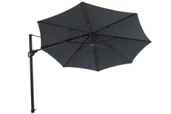 Perfect Shadow Luna ronde zweefparasol Ø350 cm. Flex+ Antraciet met Valencia voet en hoes