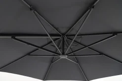 Perfect Shadow Luna ronde zweefparasol Ø350 cm. Flex+ Antraciet met Valencia voet en hoes