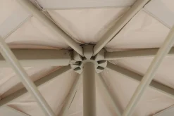 Perfect Shadow Luna ronde zweefparasol Ø350 cm. Flex+ - Latte/Soft Sand met Valencia voet en hoes