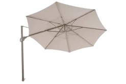 Perfect Shadow Luna ronde zweefparasol Ø350 cm. Flex+ - Latte/Soft Sand met Murcia voet en hoes