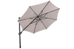 Perfect Shadow Luna ronde zweefparasol Ø350 cm. Flex+ - Antraciet/Urban Taupe met Valencia voet en hoes