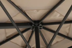 Perfect Shadow Luna ronde zweefparasol Ø350 cm. Flex+ - Antraciet/Urban Taupe met Valencia voet en hoes
