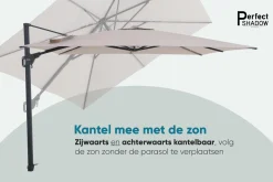 Perfect Shadow Luna zweefparasol 300x300 cm. Flex+ - Antraciet/Urban Taupe