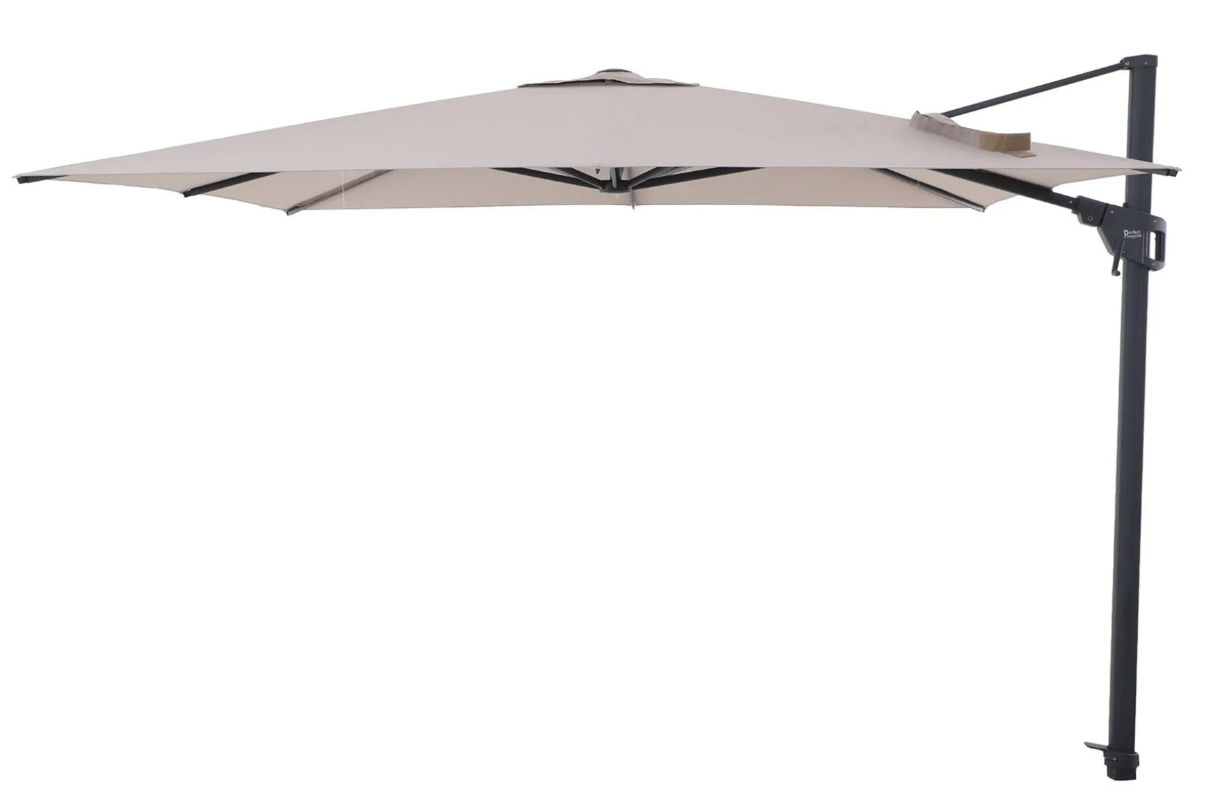 Perfect Shadow Luna zweefparasol 300x300 cm. Flex+ - Antraciet/Urban Taupe