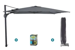 Perfect Shadow Luna zweefparasol 300x300 cm. Flex+ - Antraciet met ingraafbare voet en hoes