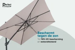 Perfect Shadow Luna zweefparasol 300x300 cm. Flex+ - Antraciet met ingraafbare voet en hoes
