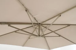Perfect Shadow Luna zweefparasol 300x300 cm. Flex+ - Latte/Soft Sand met Valencia voet en hoes