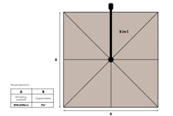 Perfect Shadow Luna zweefparasol 300x300 cm. Flex+ - Latte/Soft Sand met ingraafbare voet en hoes