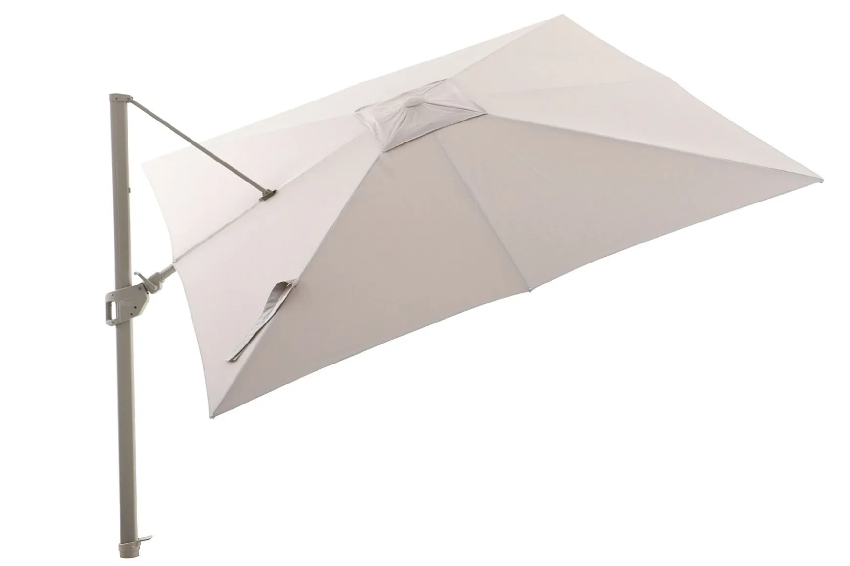 Perfect Shadow Luna zweefparasol 300x300 cm. Flex+ - Latte/Soft Sand met ingraafbare voet en hoes