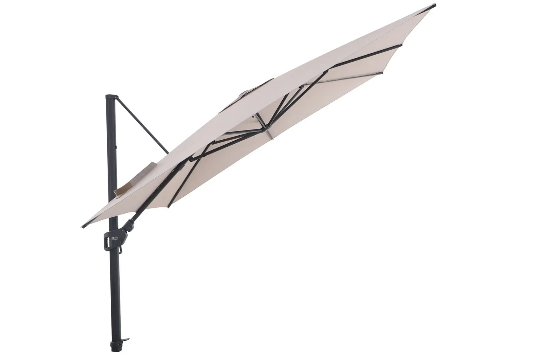 Perfect Shadow Luna zweefparasol 300x300 cm. Flex+ - Antraciet/Urban Taupe met Valencia voet en hoes