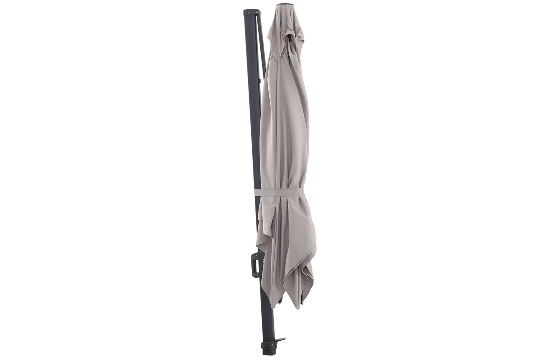 Perfect Shadow Luna zweefparasol 300x300 cm. Flex+ - Antraciet/Urban Taupe met Valencia voet en hoes