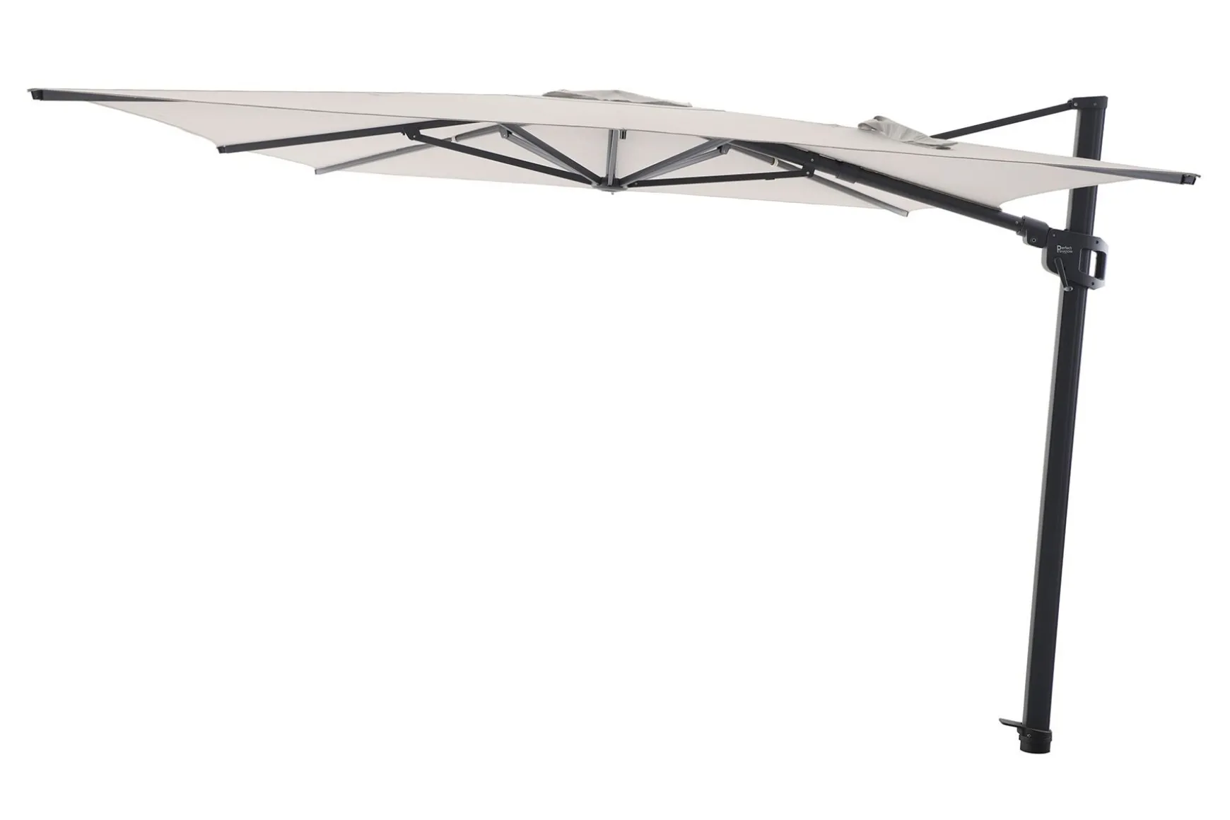 Perfect Shadow Ultra Eclipse Zweefparasol - 4x3m. - Antraciet/Urban Taupe met ingraafvoet en hoes