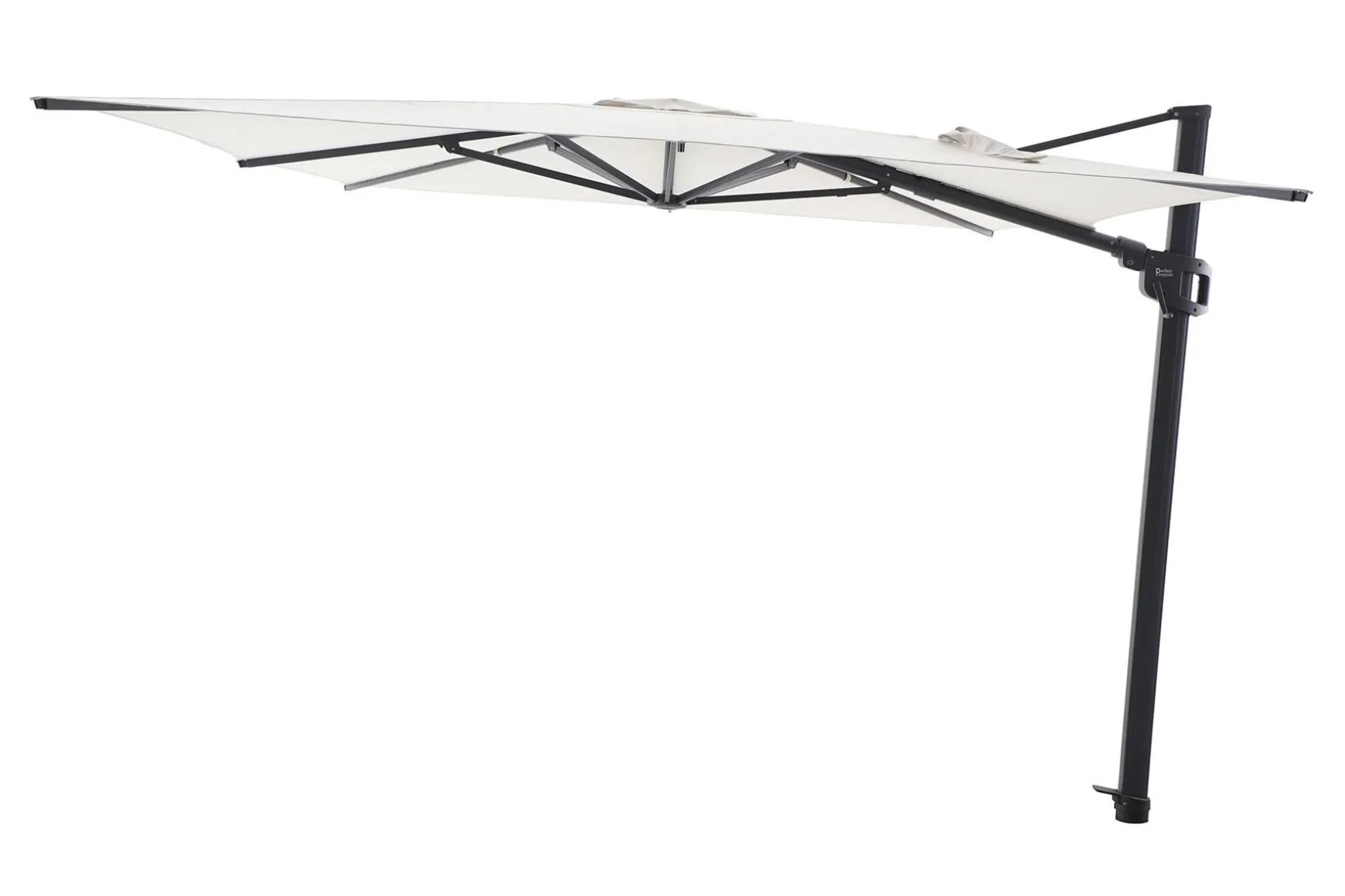 Perfect Shadow Ultra Eclipse Zweefparasol - 4x3m. - Antraciet/Soft Sand met ingraafvoet en hoes