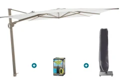 Perfect Shadow Ultra Eclipse Zweefparasol - 4x3m. - Latte/Soft Sand met ingraafvoet en hoes